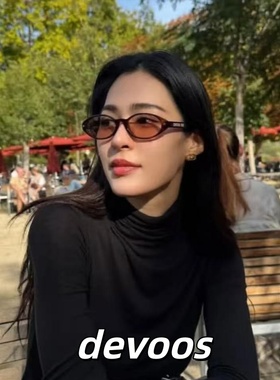 泰兰德邝玲玲lingorm同款墨镜女茶色椭圆形太阳镜防紫外线高智感
