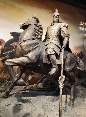 玻璃钢仿铜班超骑马雕塑古代东汉A时期军事家历史名人雕像广场摆