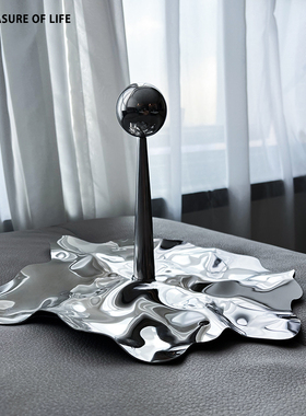 极速现代简约f欧式轻奢银色水滴不规则果盘托盘摆件样板房客厅软