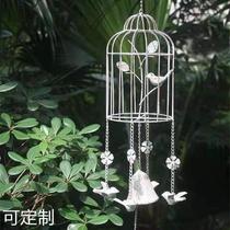 Iron Art Retro Bird Cage Wind Bells Hanging Accessories Make Old Garden Courtyard Villa Creative Decorative Pendant