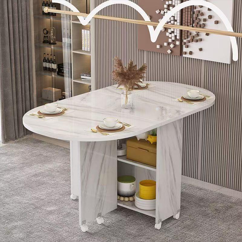 简易圆形折叠餐桌小户型家用可移动带轮长方形简约多功能吃饭桌子 - 图2