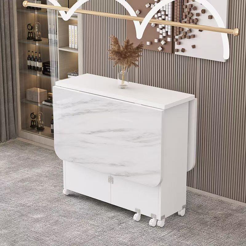 简易圆形折叠餐桌小户型家用可移动带轮长方形简约多功能吃饭桌子 - 图3