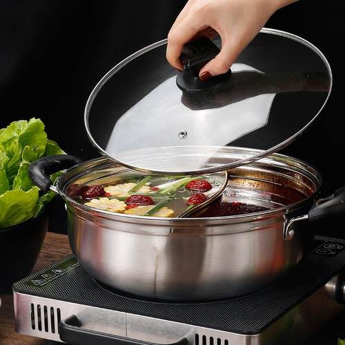 304不锈钢加厚火锅锅鸳鸯锅家用锅汤锅电磁炉专用火锅锅子商用锅 - 图2