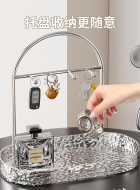 玄关放钥匙收纳架入户门口鞋柜摆件置物架首饰轻奢托盘客厅装饰品