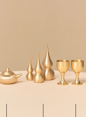 福禄满全 黄铜葫芦摆件 乔迁新B家装饰布置礼物新年龙年春节摆件