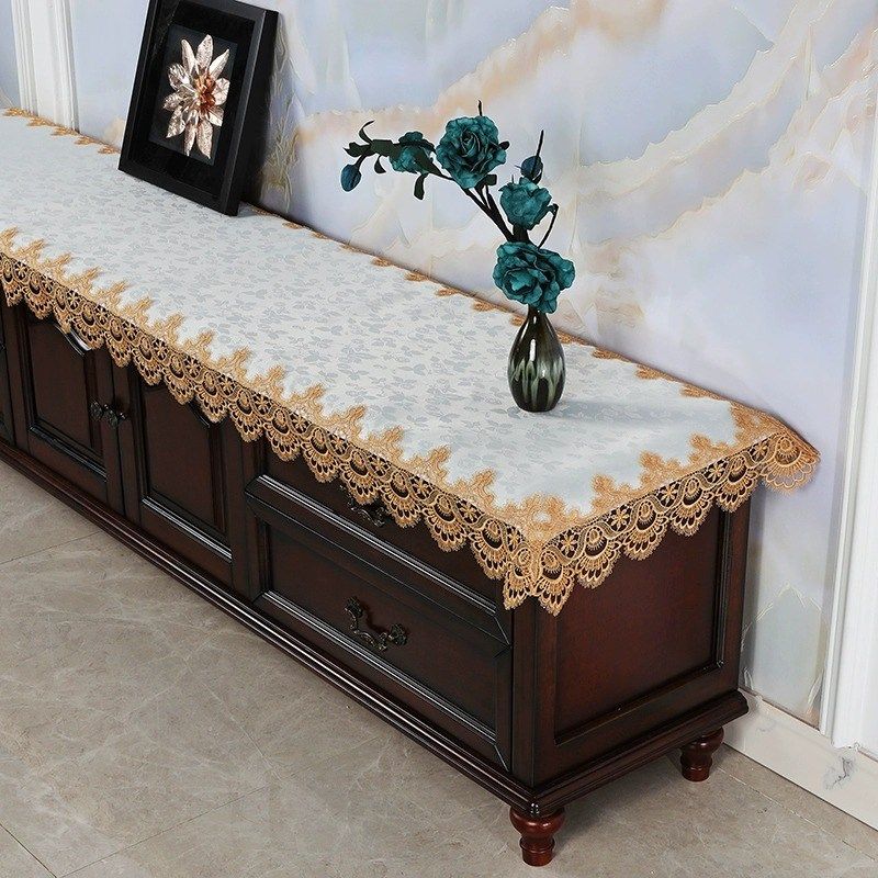 欧式电视柜桌布盖布蕾丝布艺长方形客厅梳妆台长条简约防尘盖巾罩,淘宝优惠券,粉丝福利购,淘宝优惠卷