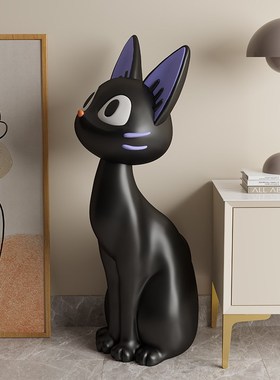 艺术黑猫咪客厅大型电视柜沙发旁边落地装饰品搬家开业送礼物摆件