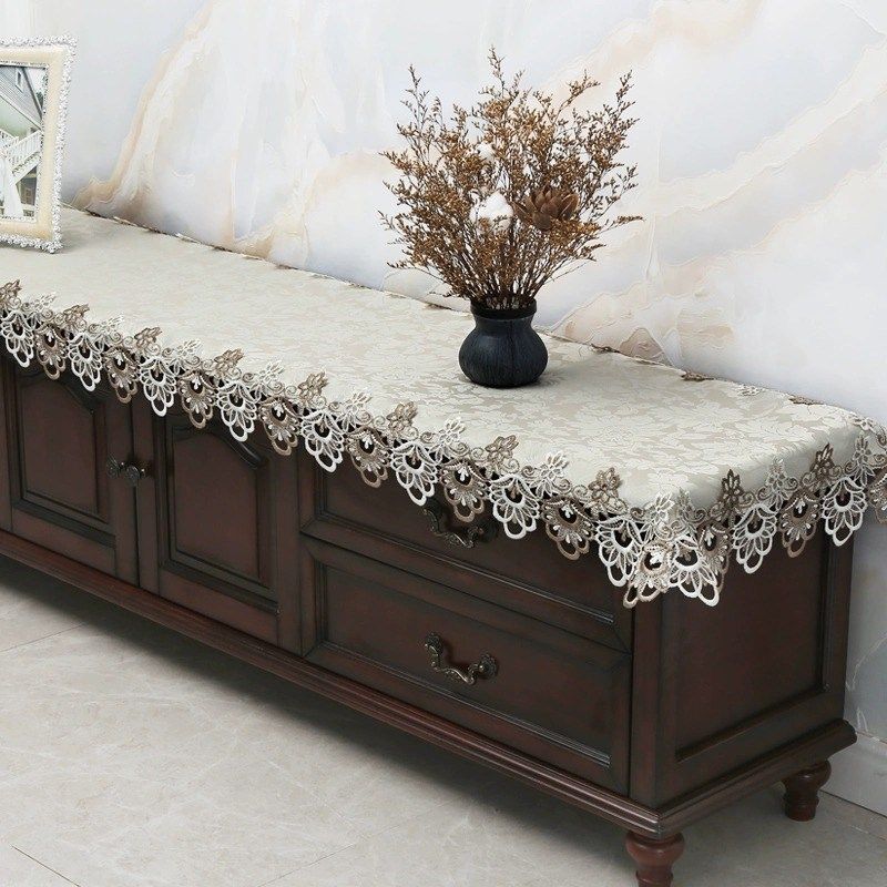 欧式电视柜桌布盖布蕾丝布艺长方形客厅梳妆台长条简约防尘盖巾罩,淘宝优惠券,粉丝福利购,淘宝优惠卷
