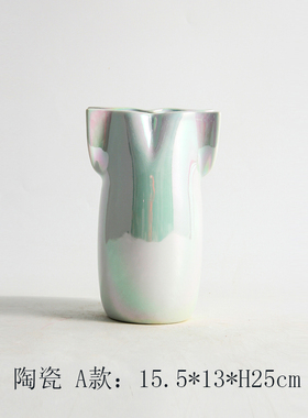 现代简约电镀七彩陶瓷花器t摆件样板间酒店客厅茶几餐桌花瓶装饰