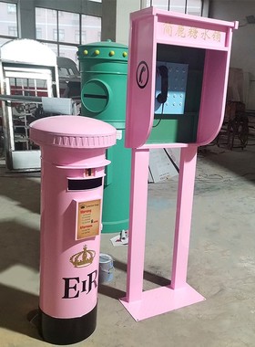 定制简鹿摆件防锈耐腐蚀纯手工打B造电话亭邮筒创意网红店摆件道
