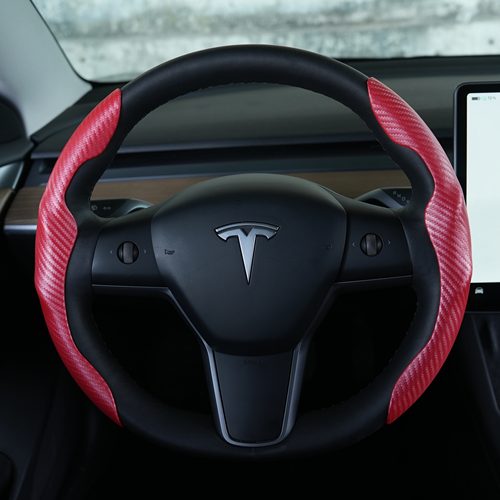 焕新版tesla特斯拉model3Y薄款方向盘套耐磨四季通用毛豆卡式把套 - 图3