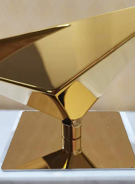 轻奢家居不锈钢千纸鹤大理石摆件古铜色婚庆办公室会X展客厅鸟摆