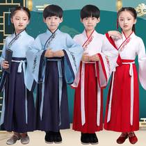 Hanfu Boy State school uniforms girls ancient dress Skirt Schoolboy Dons childrens childrens book Childrens Three Words to Act Out