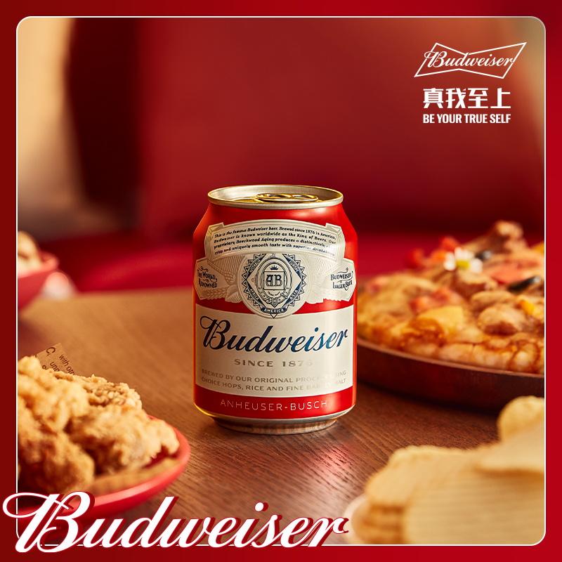 【6月到期】Budweiser/百威啤酒迷你255ml*24罐装啤酒整箱包邮 - 图0