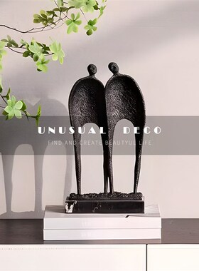 UNUSUcAL 新中式现代书房书架电视柜黑白马头首饰盒抽象画组合摆