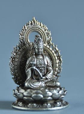 镀银款微雕纯铜八大菩萨佛像家用佛堂供奉摆件保平安复古工艺品