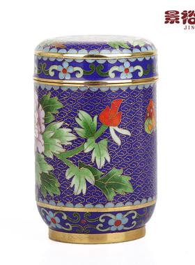 景泰蓝茶叶罐铜胎珐琅摆件北京特产商务外事出国礼品送老师老外蓝