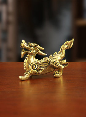 纯黄铜貔貅摆件公母一对
