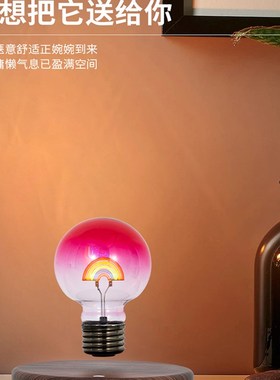 创意磁悬浮彩虹灯泡漂浮o黑色科技可以照亮和旋转的节日作为礼物