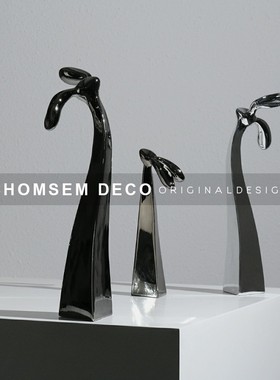 现代轻奢b家居艺术垂耳兔卡通摆件样板间儿童房装饰玄关电视柜摆