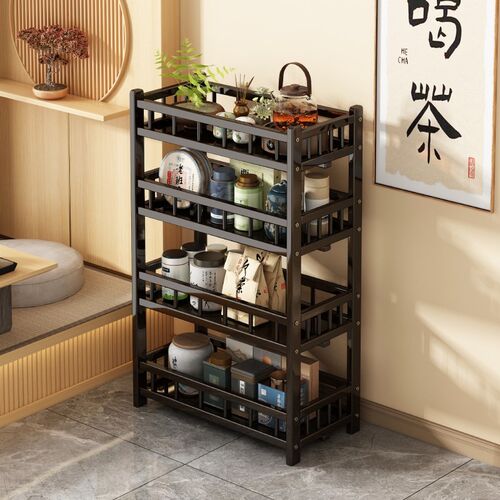 茶柜置物架茶水柜办公室茶叶柜中式移动茶台桌边柜茶具收纳储物柜 - 图3