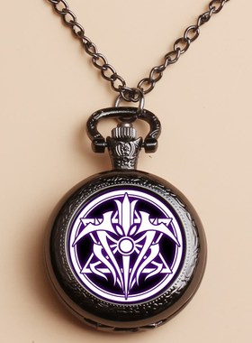 项链表日式魔法阵石英怀表黑色男女学生生日石英怀表情人节日礼品