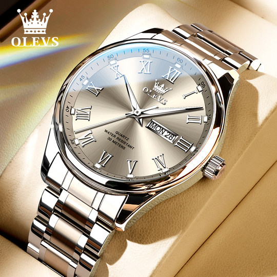 官方正品中老年人手表男士手表男款石英表男表简约腕表送爸爸男式