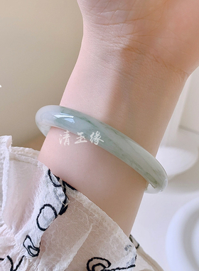 【无染色无酸洗】天然雪翠玉手镯
