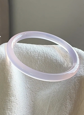 清玉缘天然淡紫色玛瑙手镯叮当镯子玉髓手镯冰飘紫美人条手镯正品