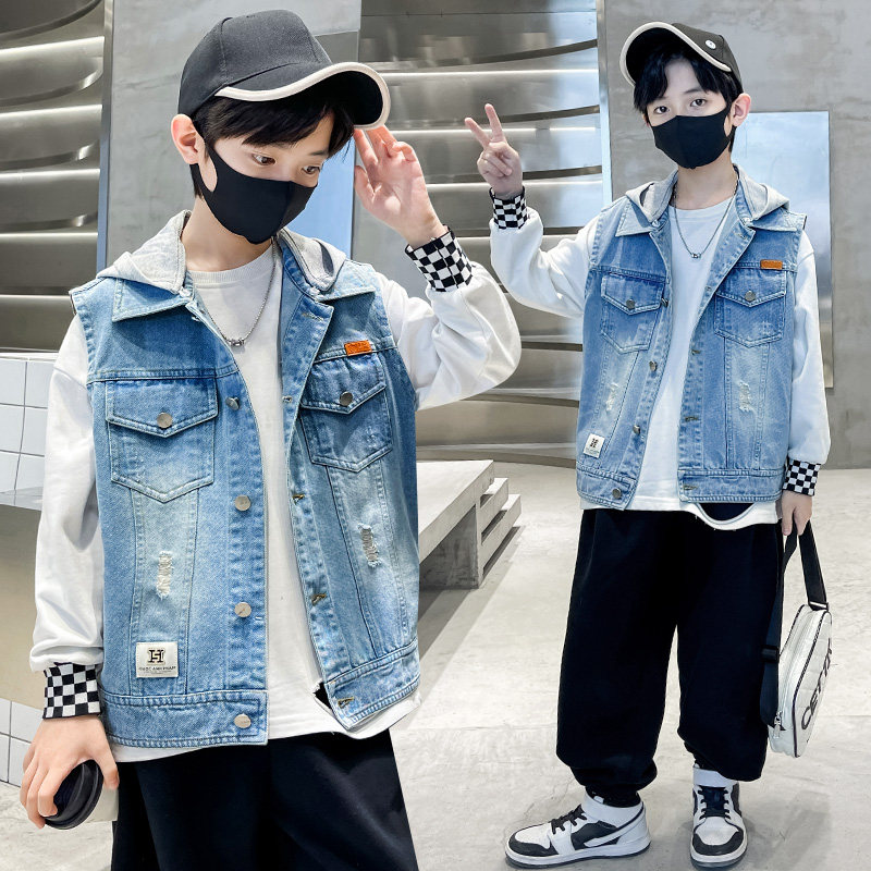 水洗翻领常规款牛仔布扣子马甲,淘宝优惠券,粉丝福利购,淘宝优惠卷