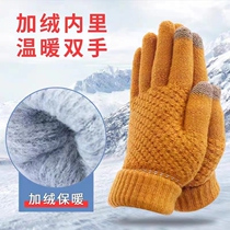 Touch Screen Gloves Women Winter Cute students riding warm and cold proof Han version thickened winter Five-finger wool thread cotton gloves