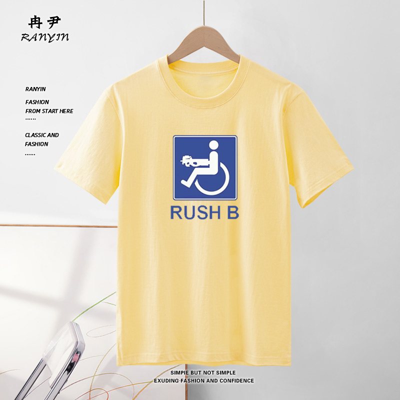 CSGO反恐精英男青少年rushB枪战游戏纯棉短袖T恤夏季休闲衣服-图2