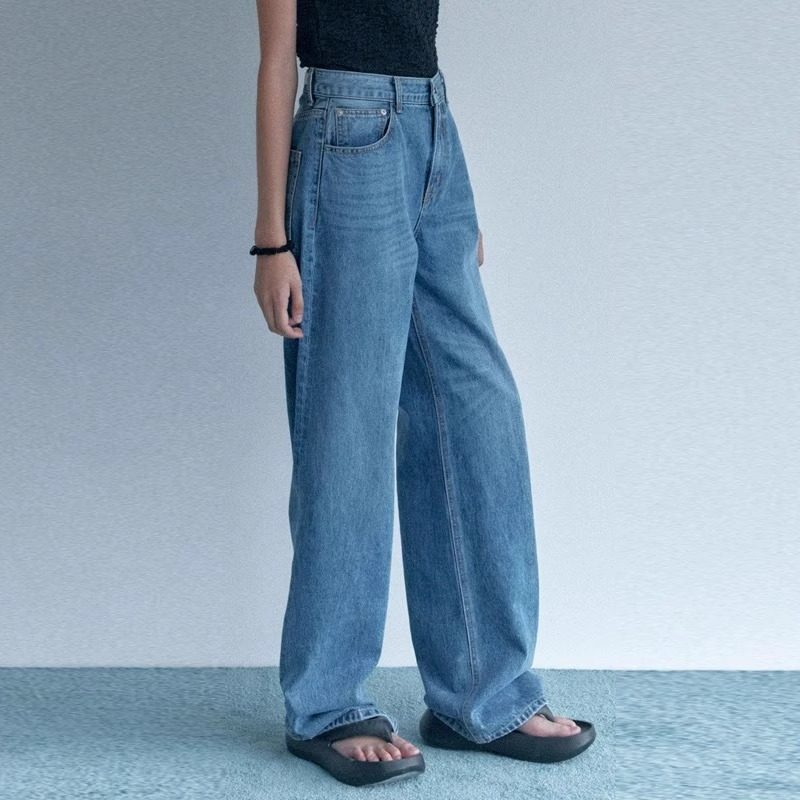 【现货】NOTHING WRITTEN牛仔裤女高腰直筒裤显瘦阔腿裤休闲裤子,淘宝优惠券,粉丝福利购,淘宝优惠卷