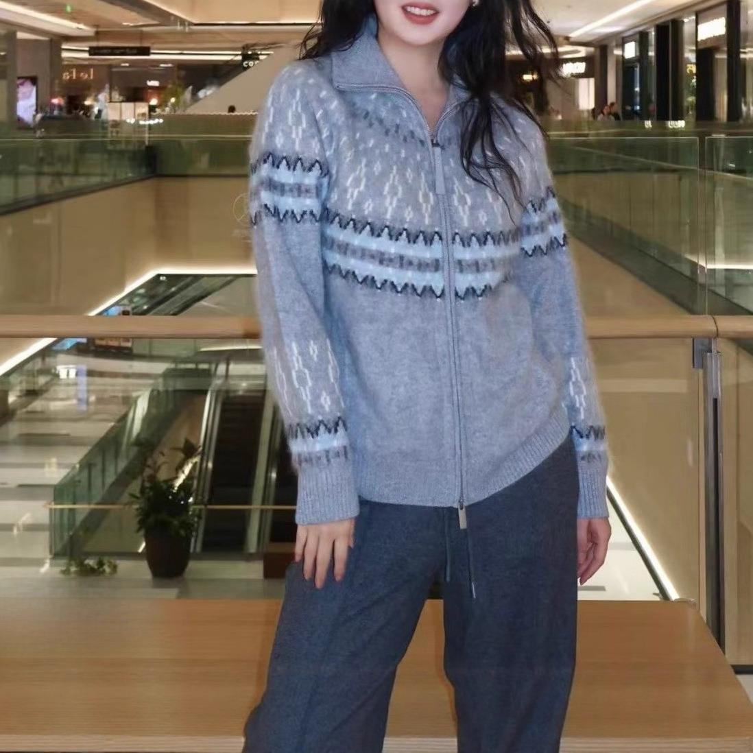 【现货】NOTHING WRITTEN高领费尔岛针织衫开衫女羊毛拉链毛衣 - 图2