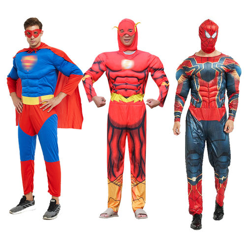 万圣节成人肌肉钢铁侠蜘蛛侠超人蝙蝠侠绿巨人 cos服演出服装男女 - 图1