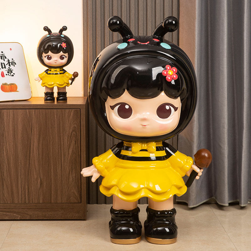 卡通公仔蜜蜂女孩摆件存钱罐儿童礼物潮玩网红家居客厅沙发装饰品,淘宝优惠券,粉丝福利购,淘宝优惠卷