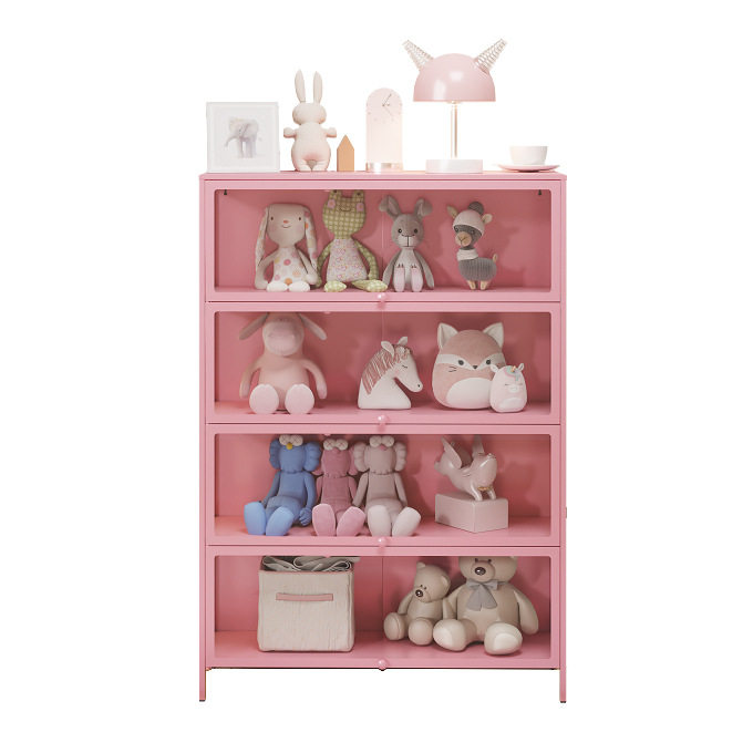 家用钢制书架带玻璃门手办柜儿童防尘书柜铁艺储物柜收纳柜置物架,淘宝优惠券,粉丝福利购,淘宝优惠卷