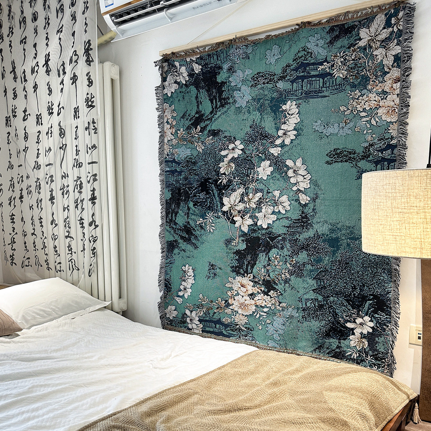 中式花卉装饰挂毯编织沙发毯单人盖毯床头墙面壁毯艺术桌布盖巾,淘宝优惠券,粉丝福利购,淘宝优惠卷