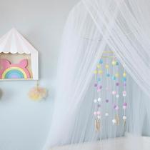 Custom ins Decorative Home Hair Balls Feather Wood Pieces Wind Bells Bed Bell Children Room Decorations