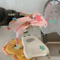 Cute Suction Speed Dry Wipe Handkerchief Pai Home Kitchen Bathroom HANGING CORAL SUEDE DORMITORY THICKENED WIPE HAND HANGING TOWEL