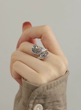 925银新中式复古转运锦鲤戒指