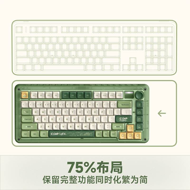 IQUNIX ZX75露营无线三模机械键盘蓝牙电竞游戏TTC金粉快银热插拔 - 图2