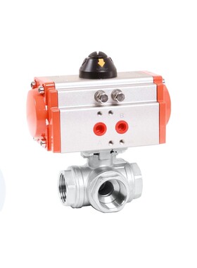 不锈钢气动三通球阀丝扣三通阀Q641F-16P内丝三通球阀DN15T型L型