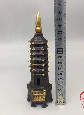 古玩古董老物件纯铜文昌塔摆件紫铜鎏金十三层九层七层办公室书房