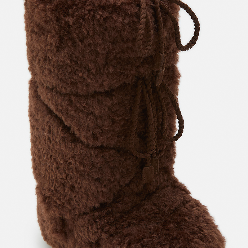 Moon Boot2025秋冬新款男女同款不分左右深棕色ICON 毛毛雪地靴 - 图1