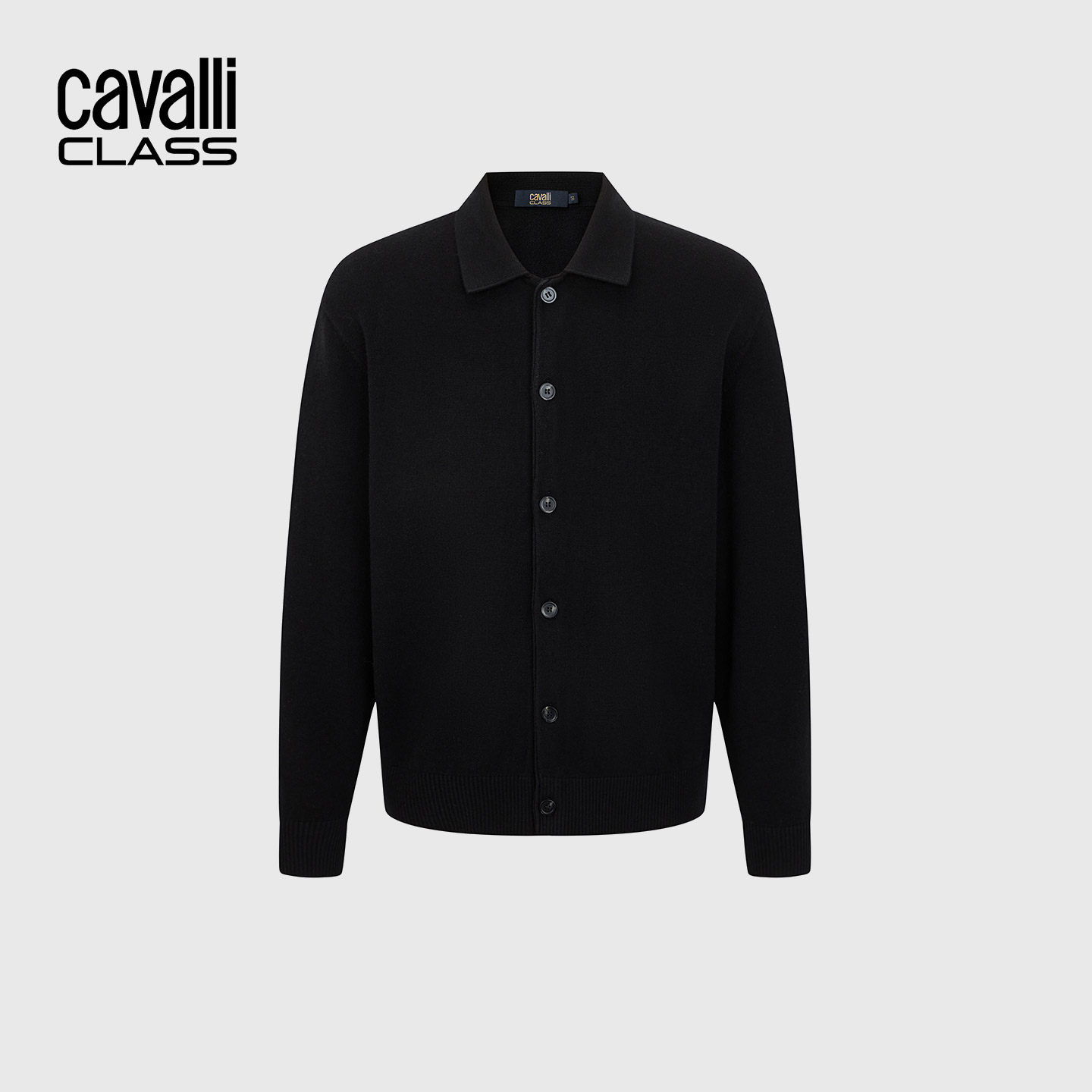 Cavalli Class卡沃利男装秋冬新款休闲羊毛混纺开衫翻领羊毛衫 - 图0