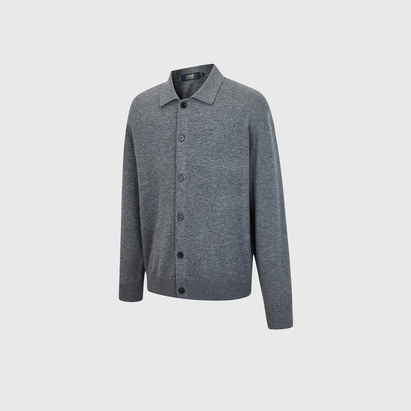 Cavalli Class卡沃利男装秋冬新款休闲羊毛混纺开衫翻领羊毛衫 - 图1