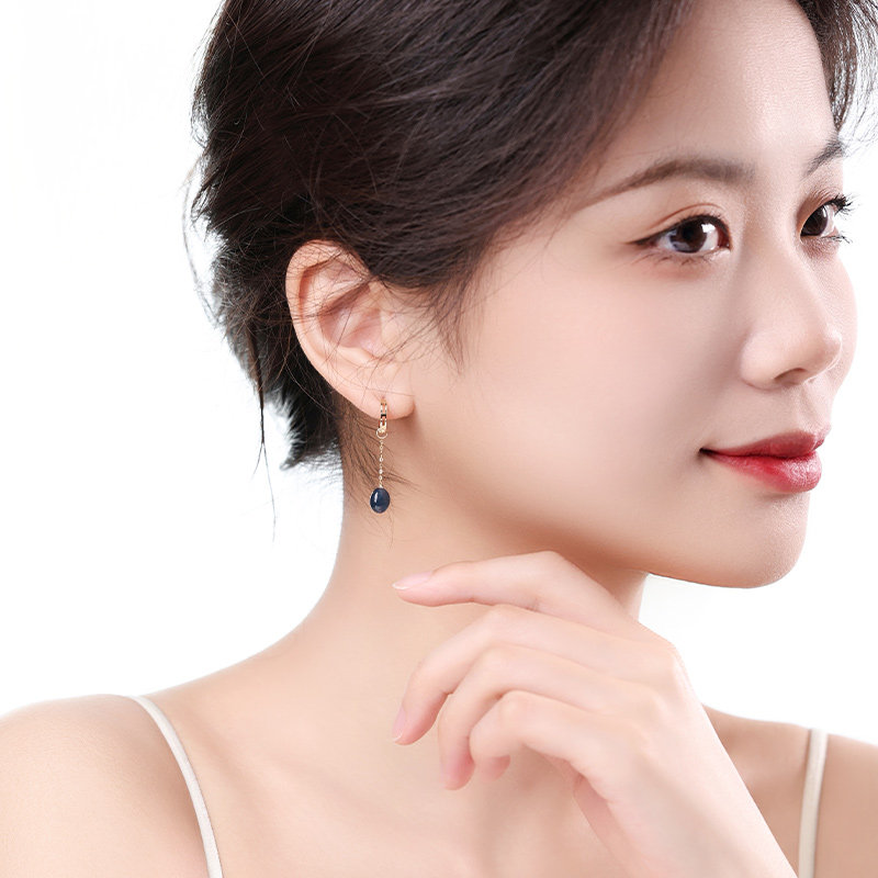 可卿珠宝 瑾瑶 蓝宝石耳线女18k金彩宝耳钉耳饰天正品然饰品礼物,淘宝优惠券,粉丝福利购,淘宝优惠卷