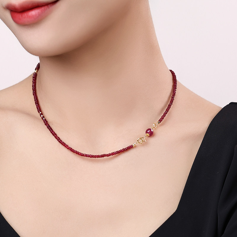 可卿珠宝 胭脂 6-7mm红宝石多用扣百搭延长链18k金天礼品然时尚女,淘宝优惠券,粉丝福利购,淘宝优惠卷
