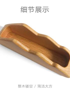 实木名片盒桌面木质名片夹托商务办公桌收纳名片座简约创意名片架